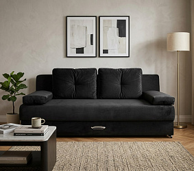 Диван еврокнижка "Амстердам мини люкс черный"