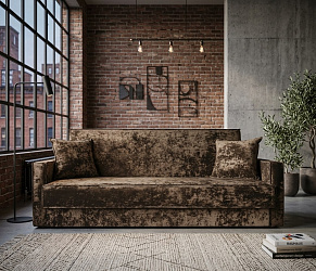 Диван книжка "Лофт с узкими подлокотниками" плюш коричневый