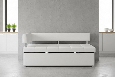 Кухонный диван "Дельфин кожа" белый