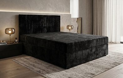 Мягкая кровать тахта "Атланта черная с ПМ"