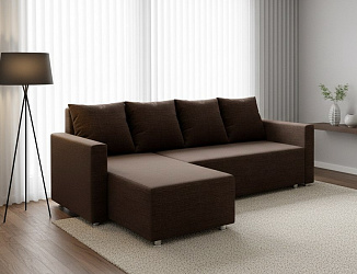 Угловой диван "Челси" рогожка дрим браун