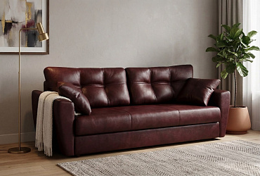 Диван еврокнижка "Амстердам коричневый кожа"