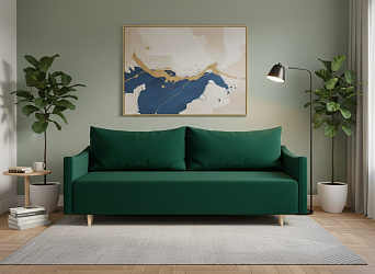 Диван еврокнижка "Смайл" велюр зара малахит