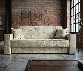 Диван книжка "Лофт с широкими подлокотниками" плюш бежевый