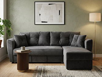 Угловой диван "Амстердам велюр черный"