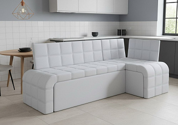 Кухонный угловой диван "Бристоль" экокожа тач сноу