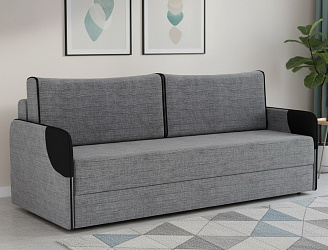 Диван еврокнижка "Марсель" рогожка дрим грей/экокожа