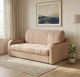 Диван аккордеон на металлокаркасе "Наполи" макс беж 07