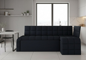 Кухонный угловой диван "Бристоль" экокожа тач блэк