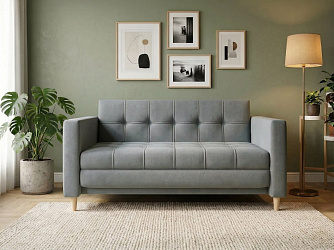 Прямой диван "Квадро" велюр зара маус 12